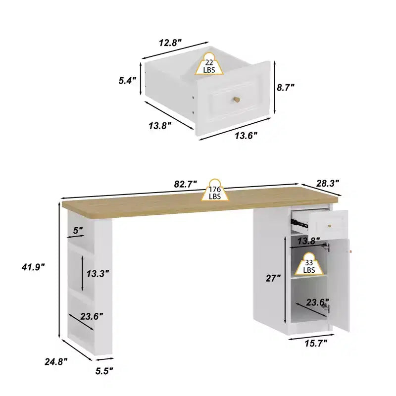 82.6 Laundry Countertop Storage with Adjustable Shelf & Drawer, Washer Dryer Countertop for Laundry Room