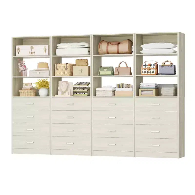 Closet Organizer System with Wood Drawers and Shelves
