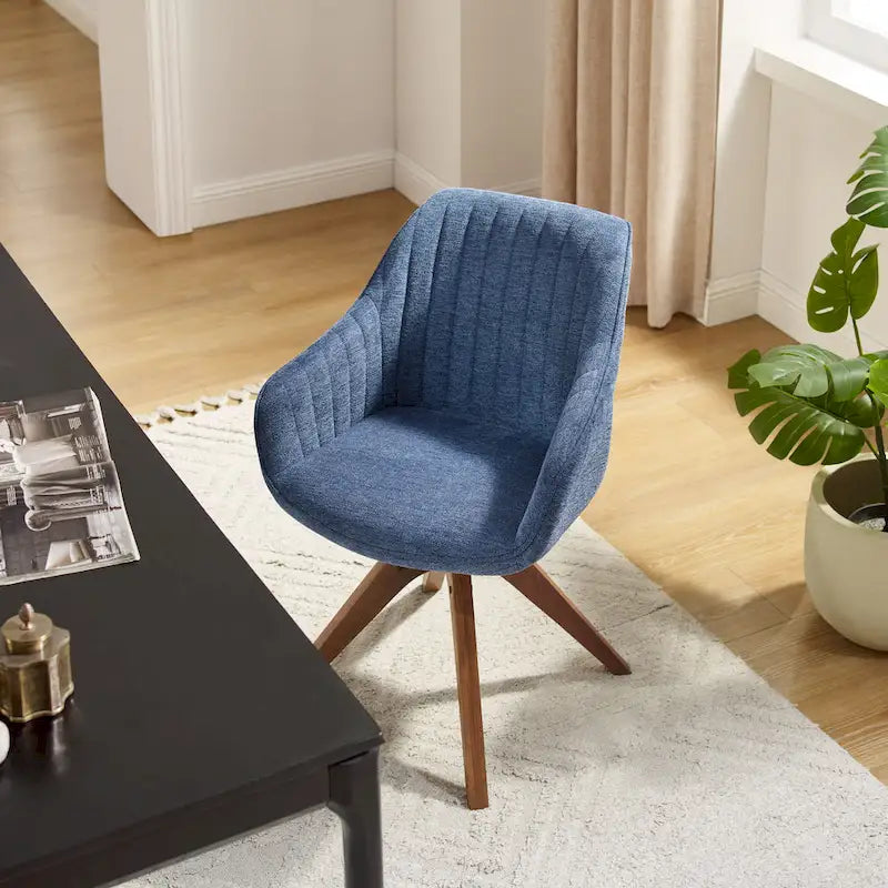 Fauteuil de bureau moderne pivotant avec pieds en bois