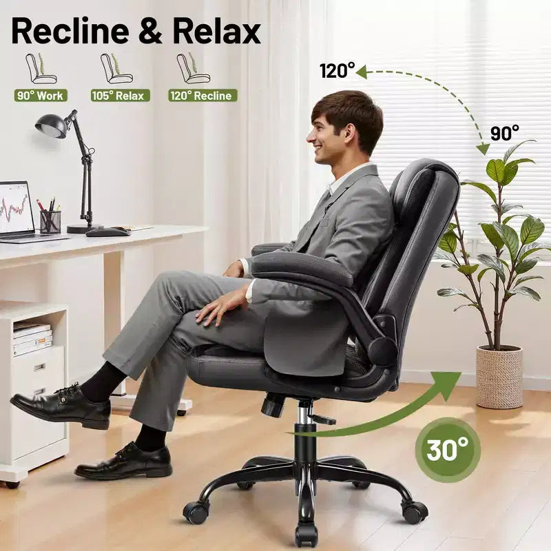 KERDOM Executive Office Chair Leather Ergonomic Office Chair Desk Chair with Wheels