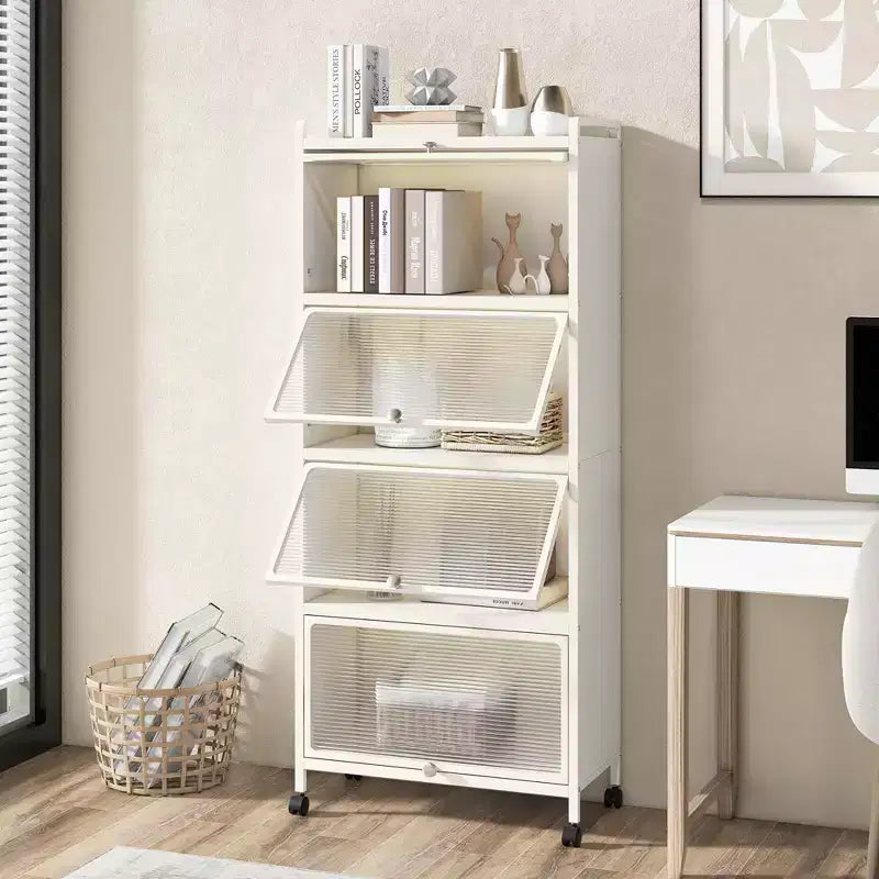 Costway 5-Tier Kitchen Bakers Rack Storage Cabinet Mobile Microwave Stand Flip-up Doors White/Black/Grey/Green