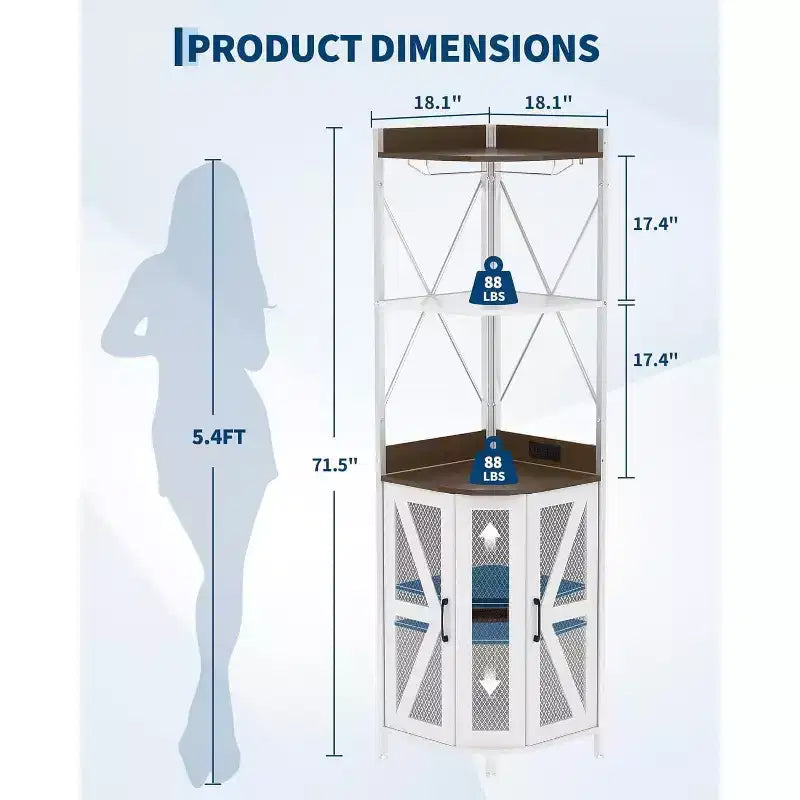 Garvee 5-Tier Corner Bar Cabinet, 71.5 Tall Liquor Cabinet with LED Lights for Home