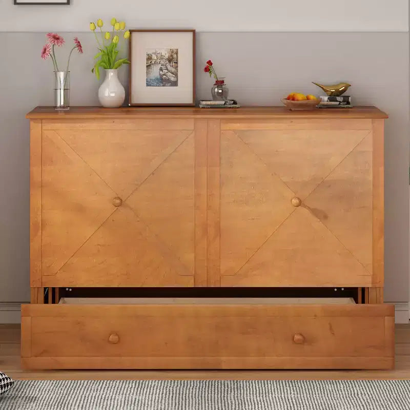 Mjkone Murphy Bed Queen,Cube Cabinet Chest Bed with Charging Station&Storage Space