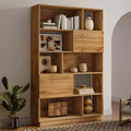 LuxenHome 68 Tall Bookcase with 8-Shelf and 2-Cabinet, 5-Tier Cube Unit Bookcase with Doors, Display Bookshelf with Storage for Living Room Brown