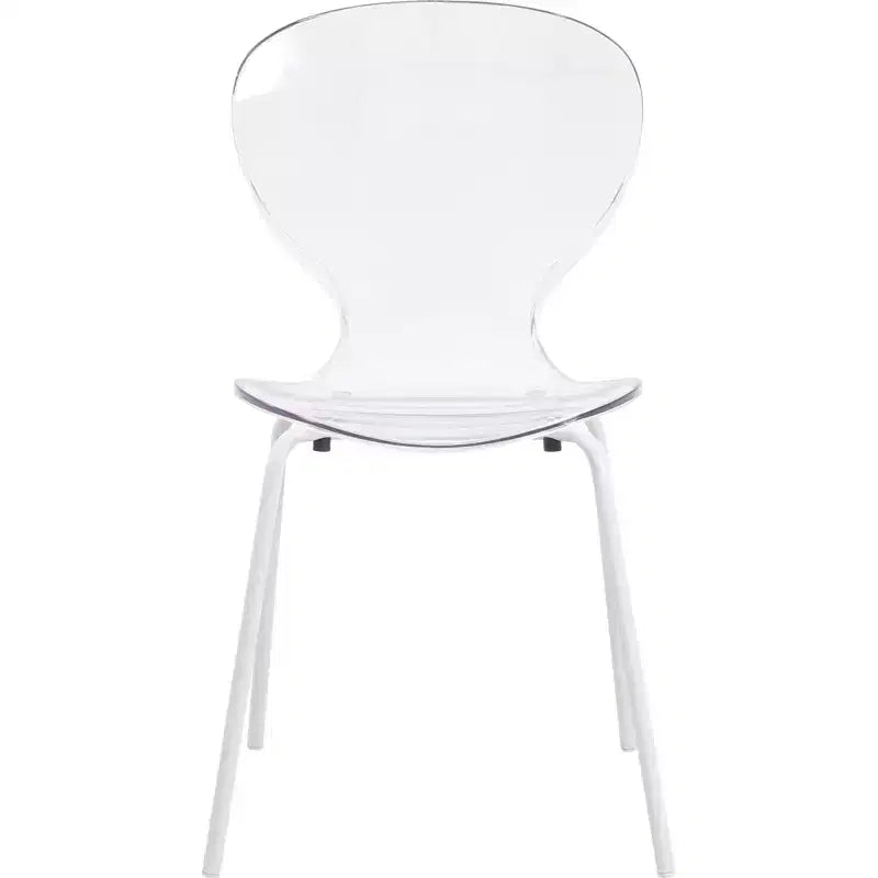 LeisureMod Bristol 5-Piece Dining Set Round Dining Table, 4 Plastic Dining Chairs White Legs
