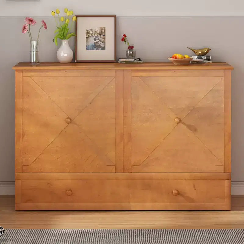 Mjkone Murphy Bed Queen,Cube Cabinet Chest Bed with Charging Station&Storage Space