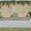 Garden Bench With Gabion Basket Natural wood and silver