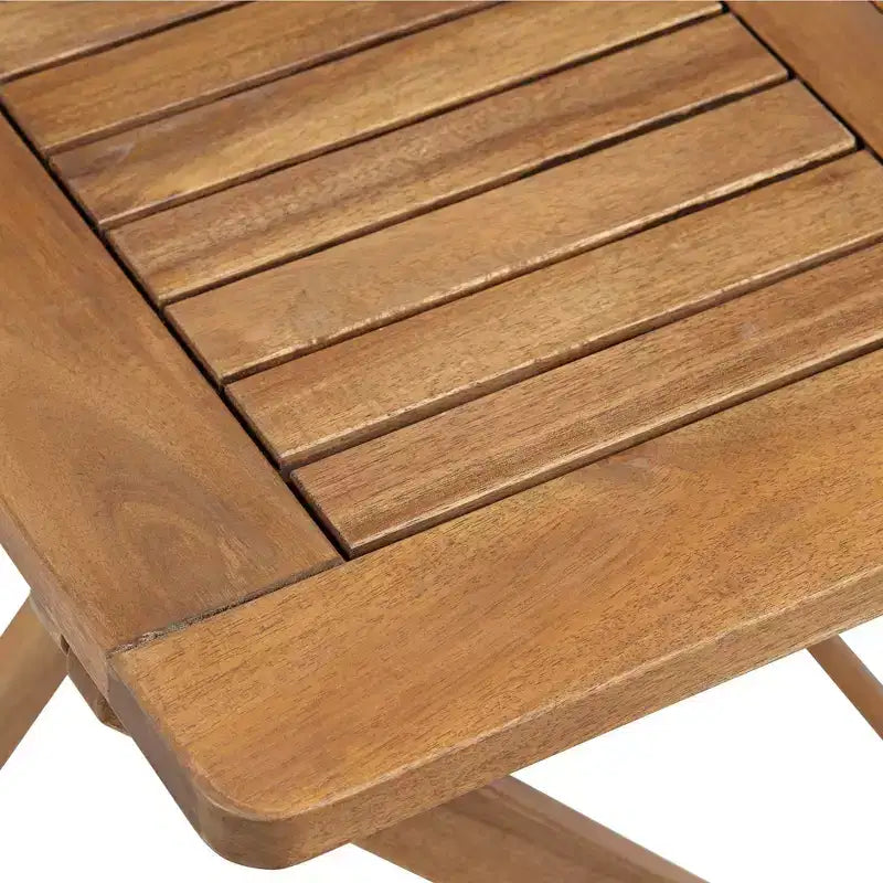 Teal Island Designs Coastal Wood 3-Piece Outdoor Bistro Folding Square Dining Table And Chairs 23 1/2 Wide Natural for Front Porch Patio