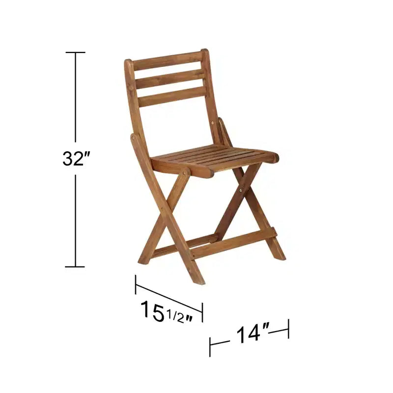 Teal Island Designs Coastal Wood 3-Piece Outdoor Bistro Folding Square Dining Table And Chairs 23 1/2 Wide Natural for Front Porch Patio