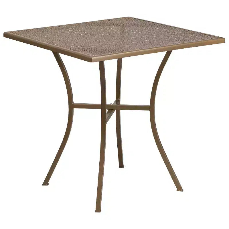 Flash Furniture Oia Commercial Grade 28 Square Indoor-Outdoor Steel Patio Table Set with 4 Round Back Chairs
