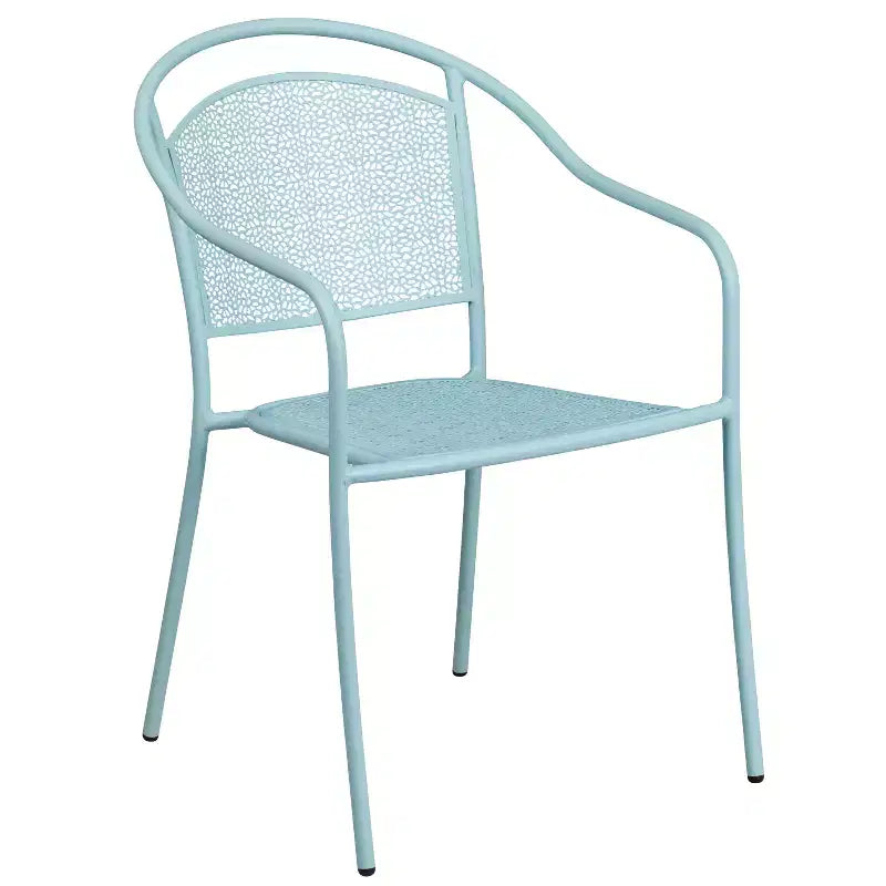 Flash Furniture Oia Commercial Grade 28 Square Indoor-Outdoor Steel Patio Table Set with 4 Round Back Chairs
