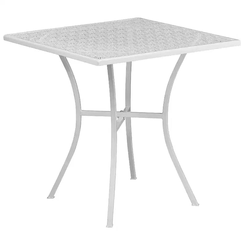 Flash Furniture Oia Commercial Grade 28 Square Indoor-Outdoor Steel Patio Table Set with 4 Round Back Chairs