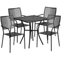 Flash Furniture Oia Commercial Grade 28 Square Indoor-Outdoor Steel Patio Table Set with 4 Square Back Chairs