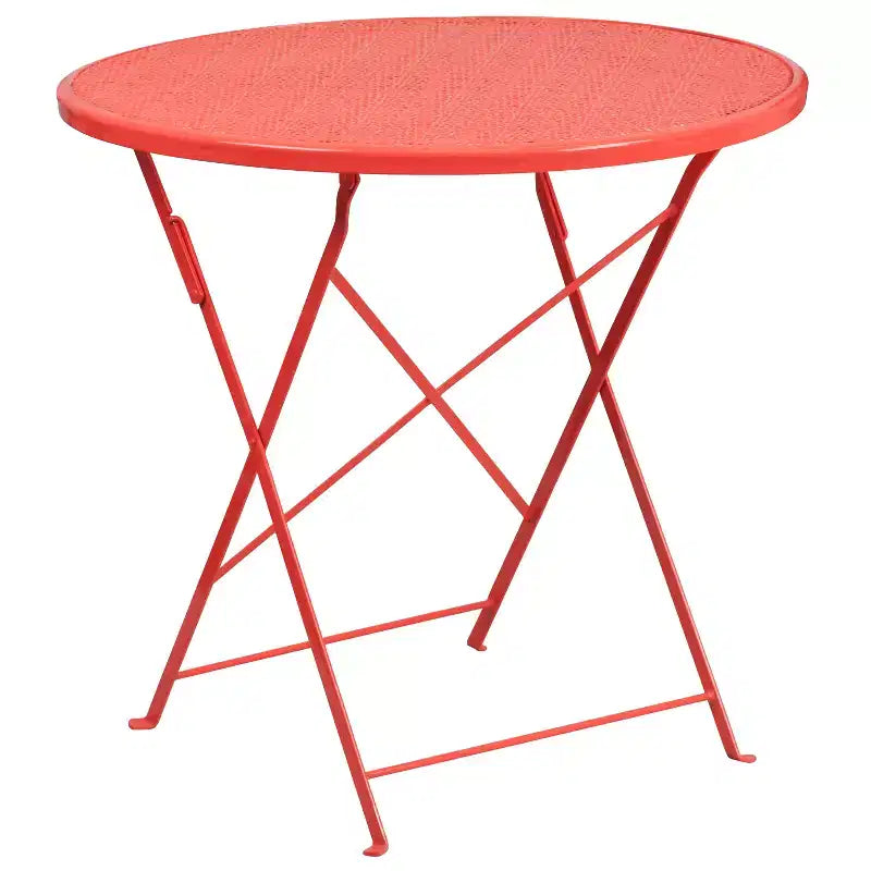 Flash Furniture Oia Commercial Grade 30 Round Indoor-Outdoor Steel Folding Patio Table Set with 2 Round Back Chairs