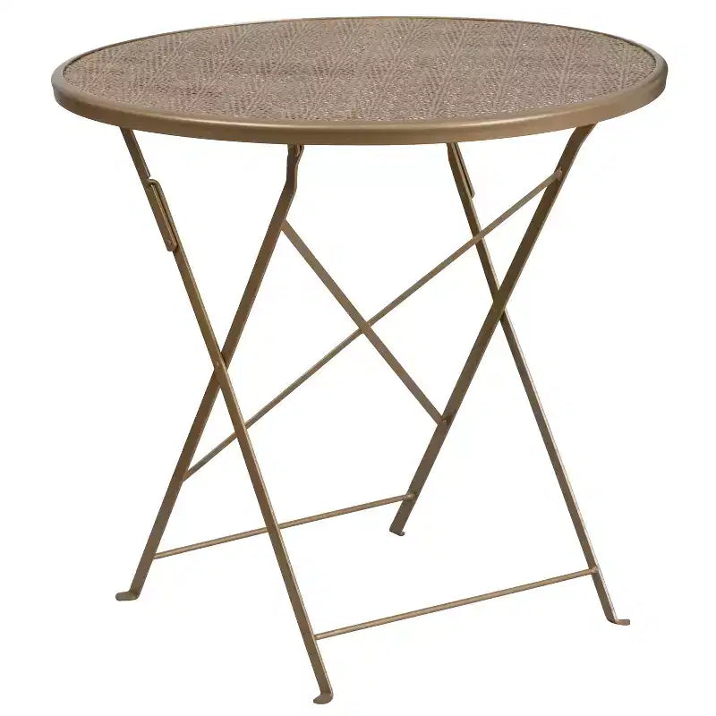 Flash Furniture Oia Commercial Grade 30 Round Indoor-Outdoor Steel Folding Patio Table Set with 2 Round Back Chairs
