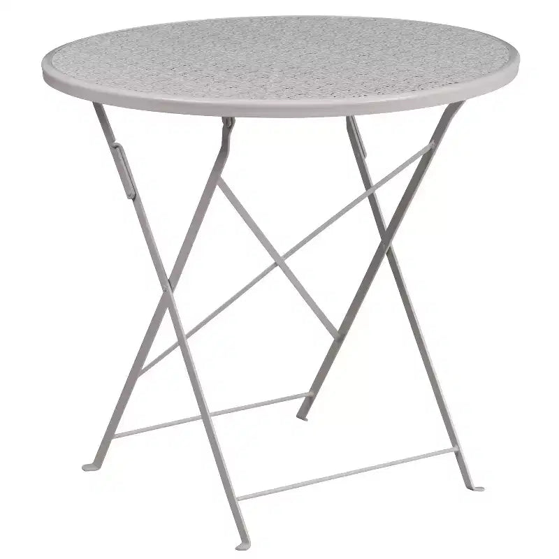 Flash Furniture Oia Commercial Grade 30 Round Indoor-Outdoor Steel Folding Patio Table Set with 2 Round Back Chairs