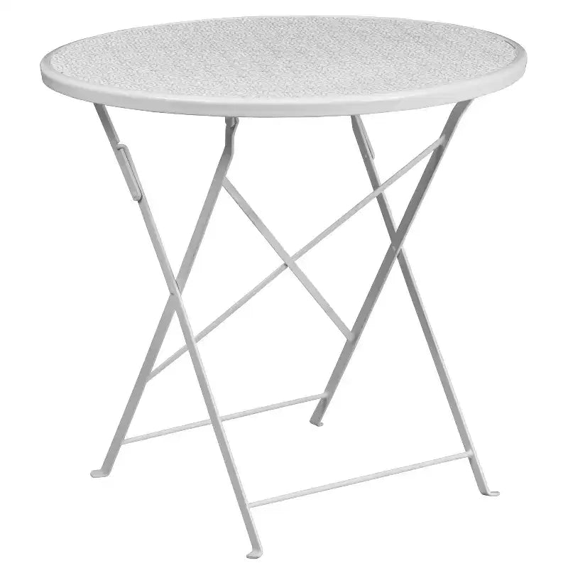 Flash Furniture Oia Commercial Grade 30 Round Indoor-Outdoor Steel Folding Patio Table Set with 2 Round Back Chairs