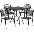 Flash Furniture Oia Commercial Grade 28 Square Indoor-Outdoor Steel Folding Patio Table Set with 4 Round Back Chairs