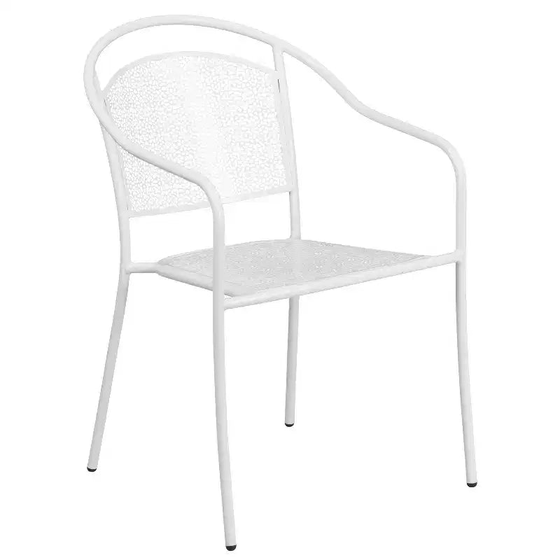 Flash Furniture Oia Commercial Grade 35.5 Square Indoor-Outdoor Steel Patio Table Set with 2 Round Back Chairs