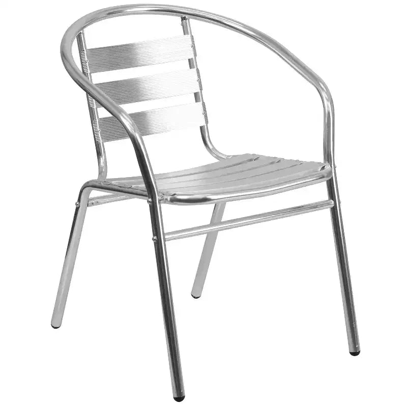 Flash Furniture Lila 23.5'' Round Aluminum Indoor-Outdoor Table Set with 2 Slat Back Chairs