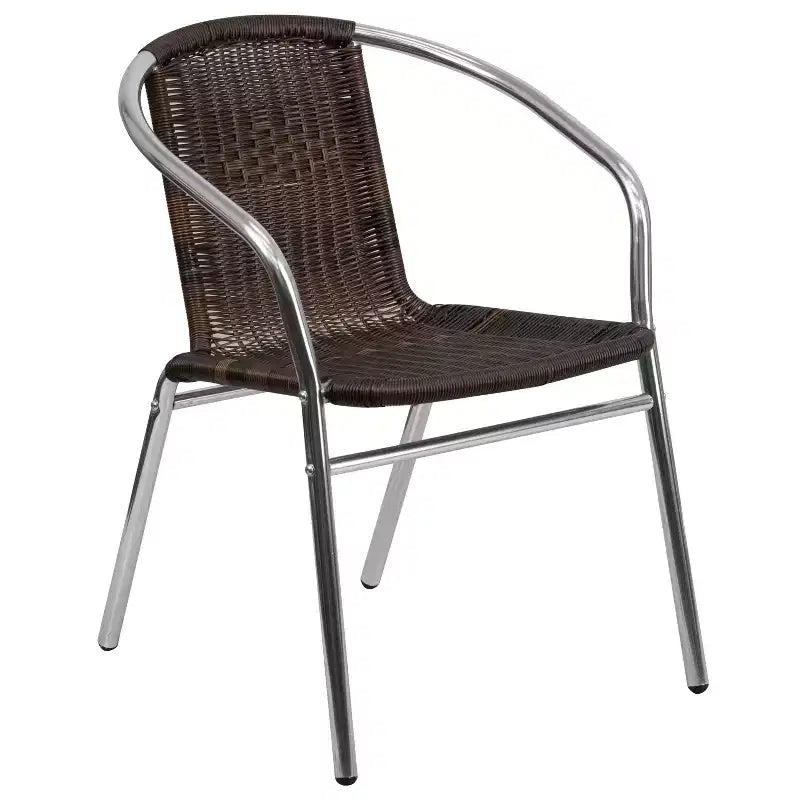 Flash Furniture Lila 23.5'' Round Aluminum Indoor-Outdoor Table Set with 2 Rattan Chairs