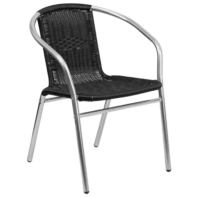 Flash Furniture Lila 23.5'' Round Aluminum Indoor-Outdoor Table Set with 2 Rattan Chairs