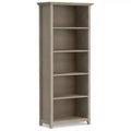 70 Five-Shelf Solid Wood Bookcase - Lacquered Pine, 4 Adjustable Shelves