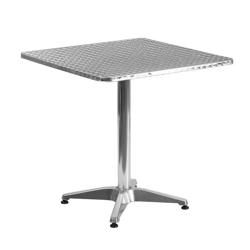 Emma and Oliver 27.5 Square Aluminum Garden Patio Table Set with 2 Rattan Chairs
