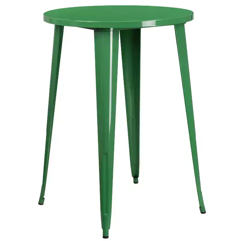 Emma and Oliver Commercial Grade 30 Round Metal Indoor-Outdoor Bar Table Set with 4 Cafe Stools