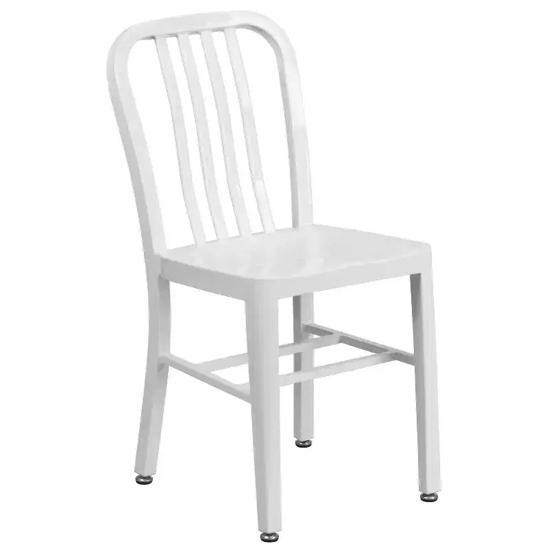 Emma and Oliver Commercial Grade 30 Round Metal Indoor-Outdoor Table Set & 4 Slat Back Chairs