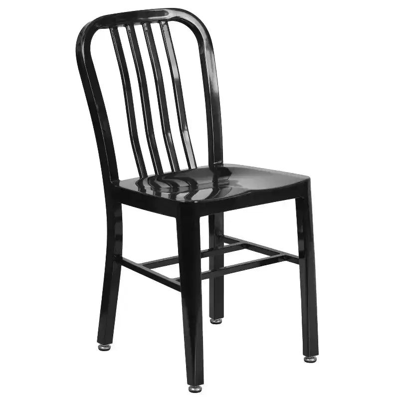 Emma and Oliver Commercial Grade 30 Round Metal Indoor-Outdoor Table Set & 4 Slat Back Chairs