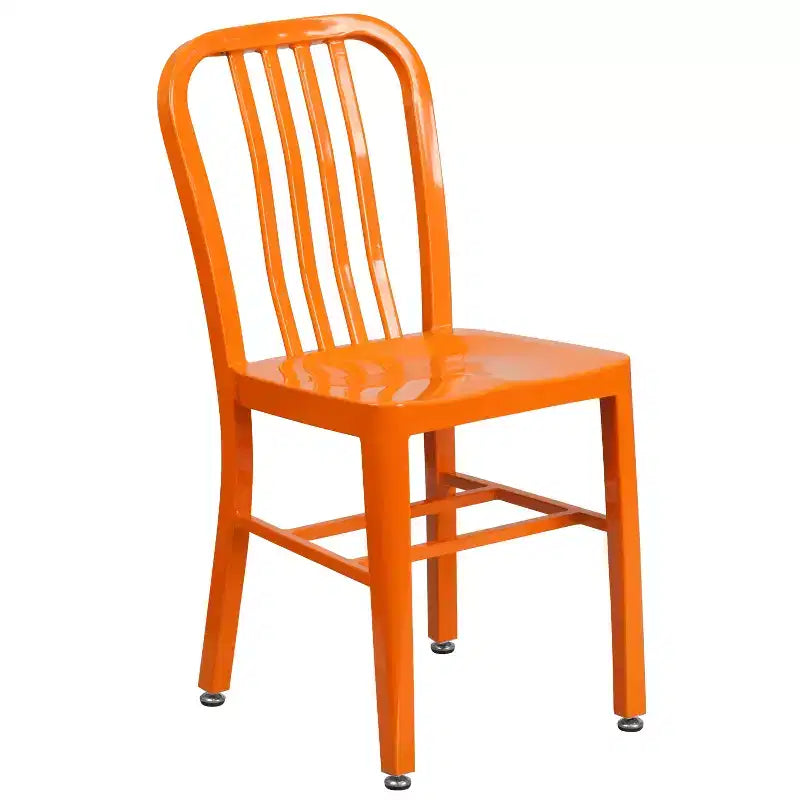 Emma and Oliver Commercial Grade 24 Round Metal Indoor-Outdoor Table Set & 2 Slat Back Chairs