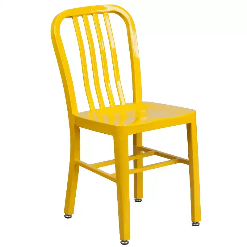 Emma and Oliver Commercial Grade 24 Round Metal Indoor-Outdoor Table Set & 2 Slat Back Chairs