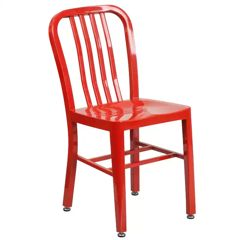 Emma and Oliver Commercial Grade 24 Round Metal Indoor-Outdoor Table Set & 2 Slat Back Chairs
