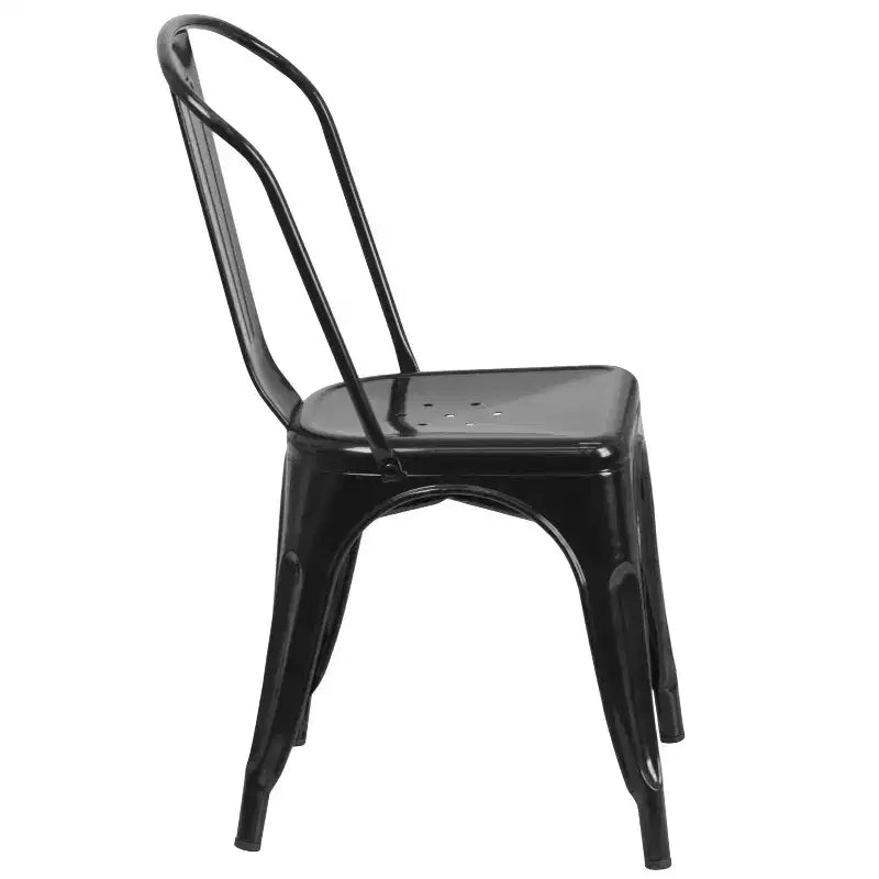 Emma and Oliver Commercial Grade 31.5 Square Metal Indoor-Outdoor Table Set with 4 Stack Chairs