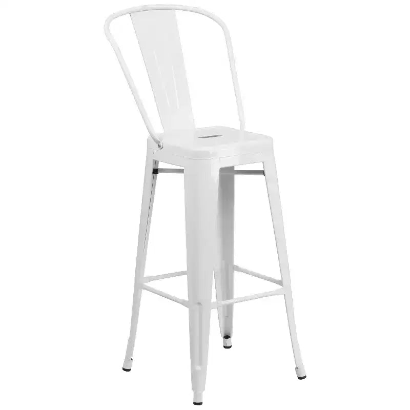 Emma and Oliver Commercial Grade 23.75 Square Metal Indoor-Outdoor Bar Table Set, 2 Back Stools