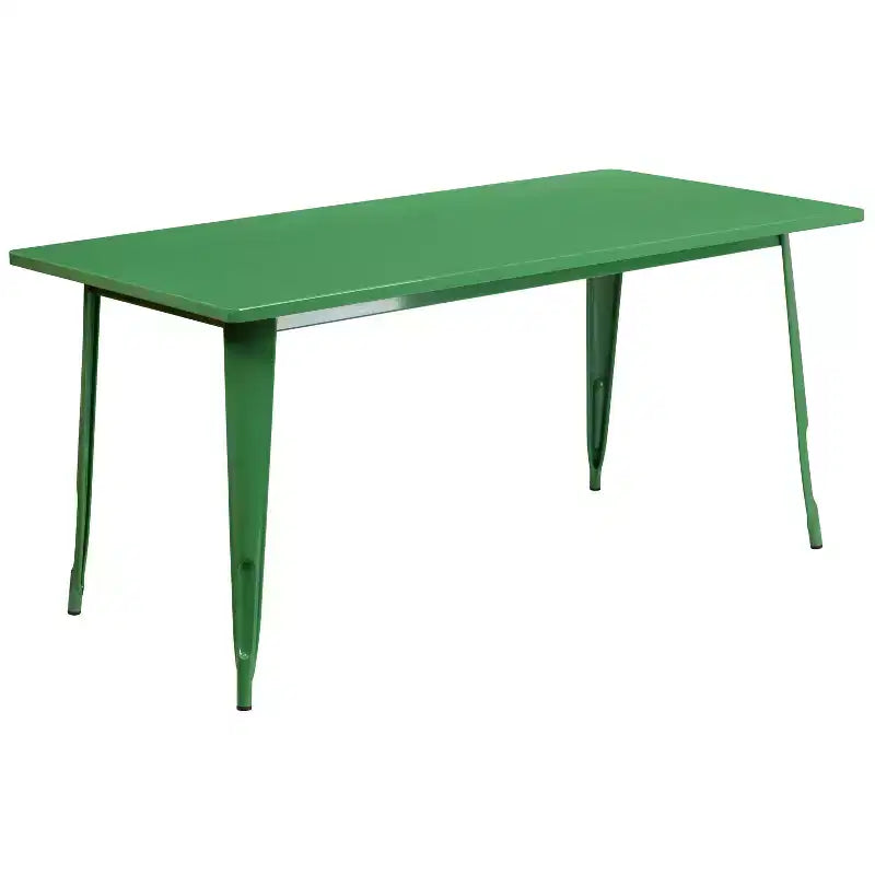 Emma and Oliver Commercial Grade Rectangular Metal Indoor-Outdoor Table Set with 6 Arm Chairs