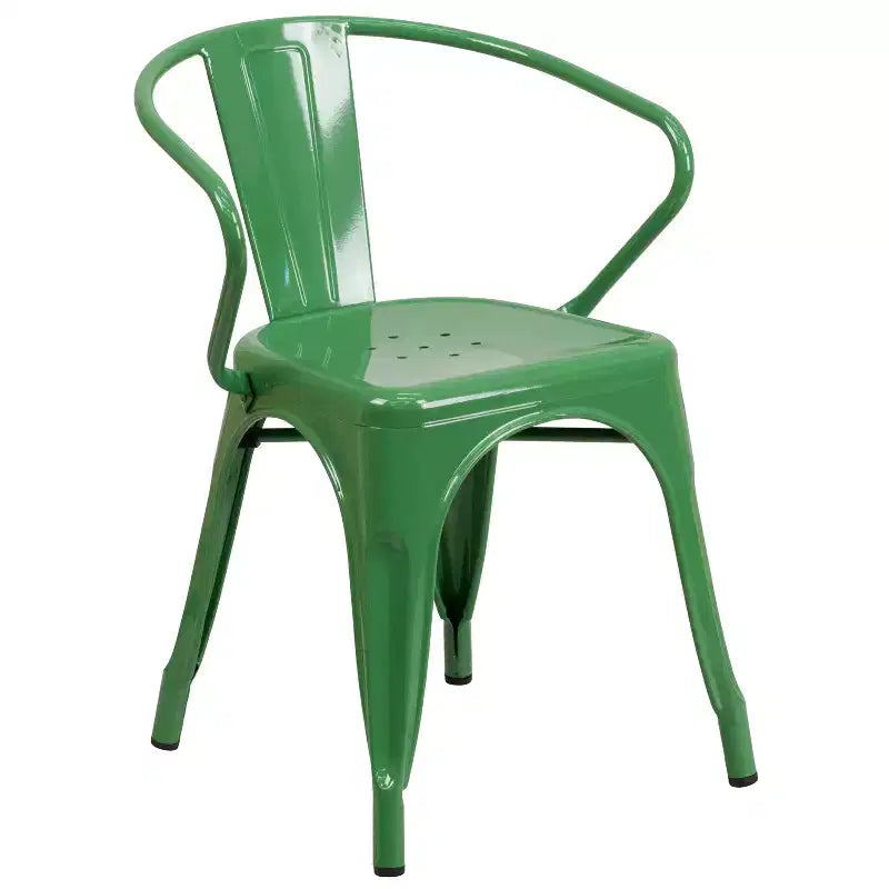 Emma and Oliver Commercial Grade Rectangular Metal Indoor-Outdoor Table Set with 6 Arm Chairs