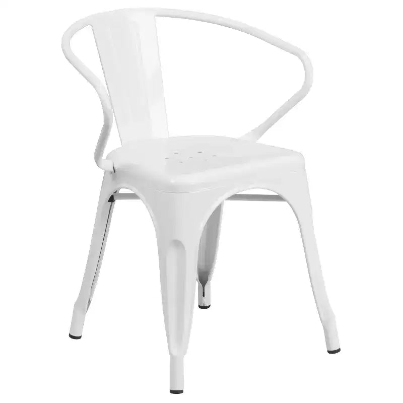 Emma and Oliver Commercial Grade Rectangular Metal Indoor-Outdoor Table Set with 6 Arm Chairs