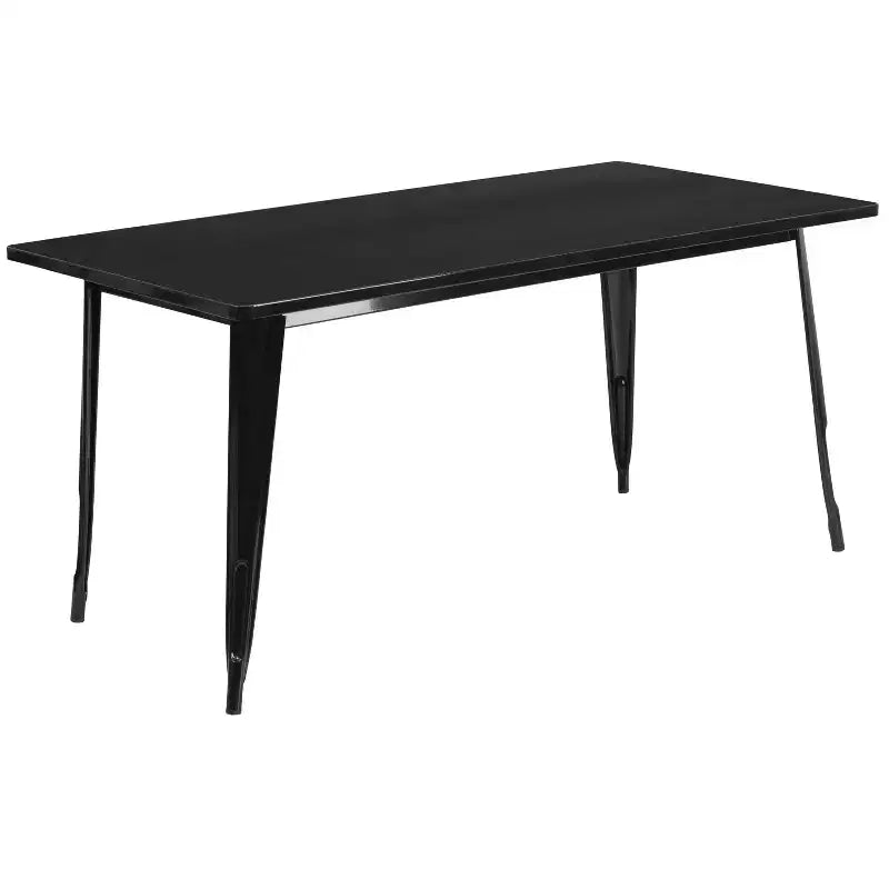 Emma and Oliver Commercial Grade Rectangular Metal Indoor-Outdoor Table Set with 6 Arm Chairs