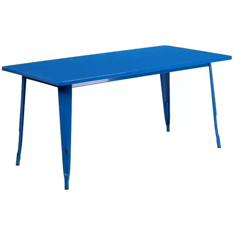 Emma and Oliver Commercial Grade Rectangular Metal Indoor-Outdoor Table Set with 6 Arm Chairs