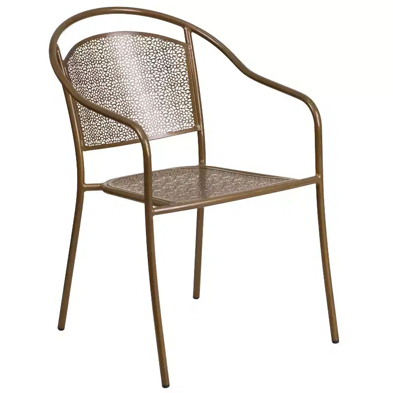 Emma and Oliver Commercial Grade 30 Round Metal Folding Patio Table Set w/ 2 Round Back Chairs
