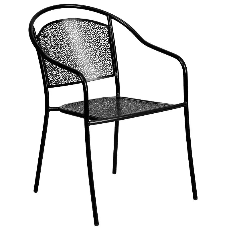 Emma and Oliver Commercial Grade 30 Round Metal Folding Patio Table Set w/ 2 Round Back Chairs