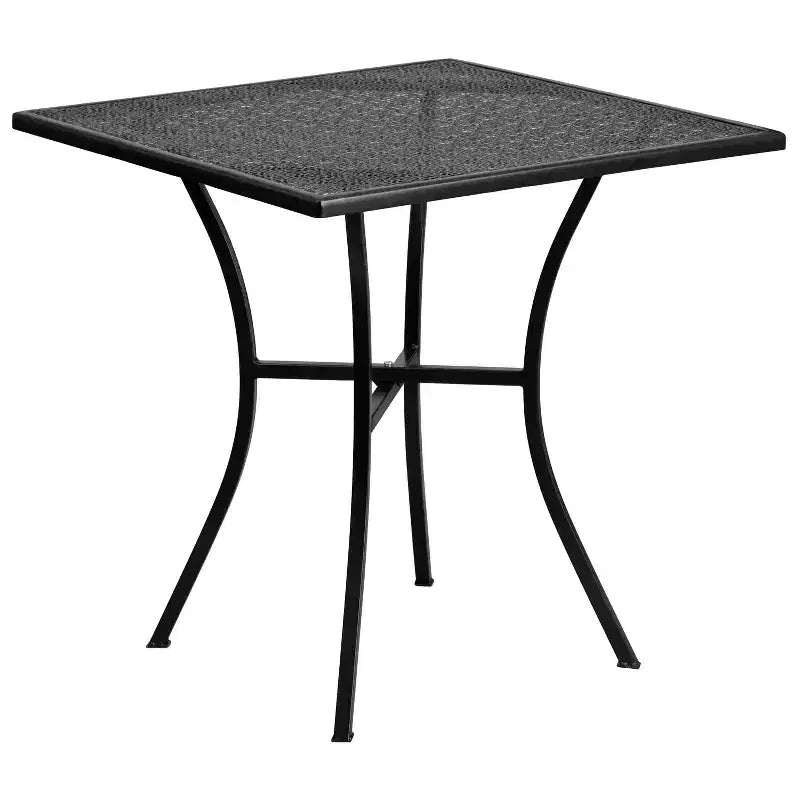 Ensemble de table de patio et de jardin carrée en métal de qualité commerciale Emma et Oliver de 28 po avec 2 chaises à dossier carré