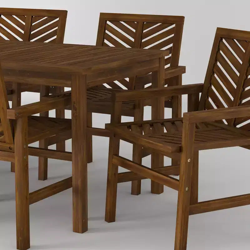 7pc Slatted Chevron Acacia Patio Dining Set - Saracina Home