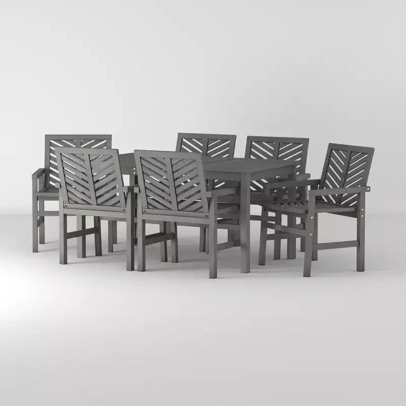7pc Slatted Chevron Acacia Patio Dining Set - Saracina Home