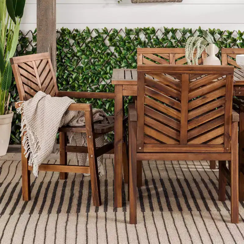 7pc Slatted Chevron Acacia Patio Dining Set - Saracina Home