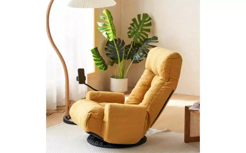 Floor Gaming Chair, Swivel Floor Lounge Chair with Armrests & Phone Holder, 5 Position Adjustable Folding Gaming Lounge Chair