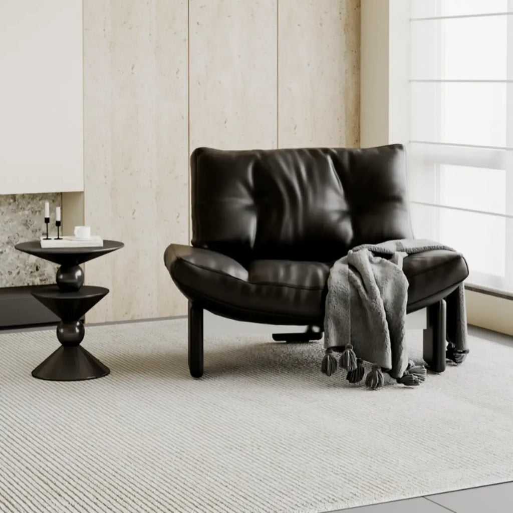 Contemporary Black Tufted Armless Chenille Accent Chair