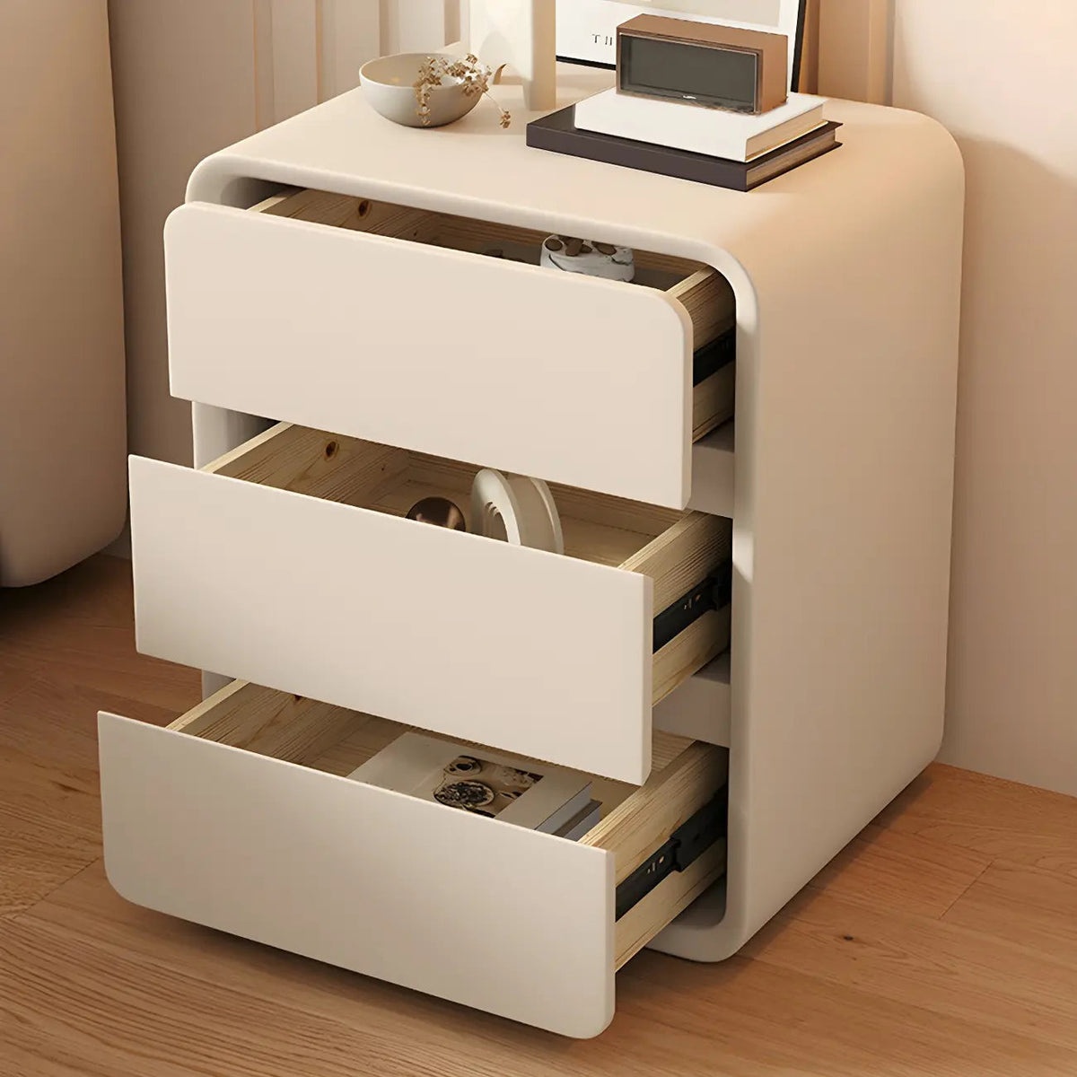 Scandinavian Wood Narrow Bedside Cabinet